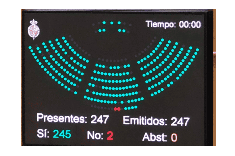 Fotografía de la votación en el Senado, extraída de la cuenta de Twitter de Jesús Martín Blanco, Cermi Estatal 