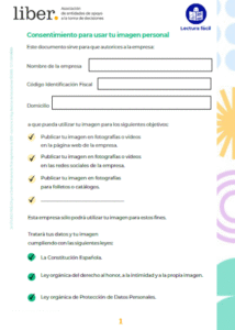 Lectura fácil: Modelo de cesión de derechos de imagen