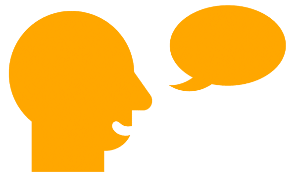 Una silueta naranja de una cabeza humana de perfil mira hacia la derecha, con un globo de diálogo junto a la boca, sugiriendo hablar o comunicarse-simbolizando el Voluntariado de la red de entidades de Liber. El fondo es gris claro. Una silueta naranja de una cabeza humana de perfil mira hacia la derecha, con un globo de diálogo junto a la boca, sugiriendo hablar o comunicarse simbolizando el Voluntariado de la red de entidades de Liber El fondo es gris claro