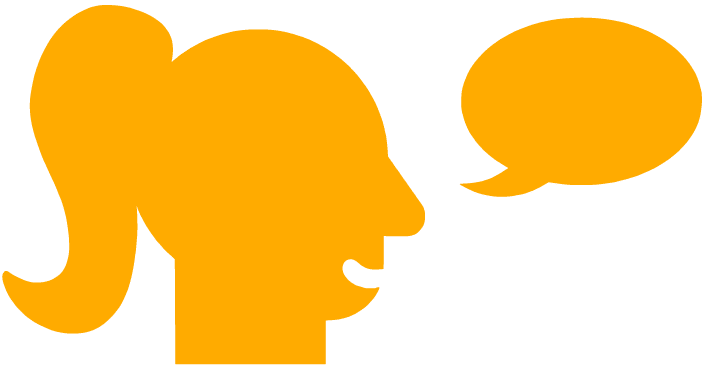 Una silueta naranja de la cabeza de una persona mira hacia la izquierda, aparentando hablar, con una gran burbuja de discurso cerca de la boca, simbolizando el Voluntariado de la red de entidades de Liber sobre un fondo claro. Una silueta naranja de la cabeza de una persona mira hacia la izquierda, aparentando hablar, con una gran burbuja de discurso cerca de la boca, simbolizando el Voluntariado de la red de entidades de Liber sobre un fondo claro