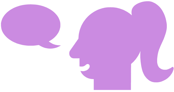 Una silueta morada de la cabaeza de una persona mira hacia la izquierda, aparentando hablar, con una gran burbuja de discurso cerca de la boca, simbolizando el Voluntariado de la red de entidades de Liber sobre un fondo claro. Una silueta morada de la cabaeza de una persona mira hacia la izquierda, aparentando hablar, con una gran burbuja de discurso cerca de la boca, simbolizando el Voluntariado de la red de entidades de Liber sobre un fondo claro